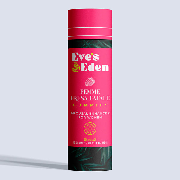 Femme Fresa Fatale Gummies by Eve's Eden - Natural Wellness Support for Women - Vitality and Mood - 10 Count • 250MG Each